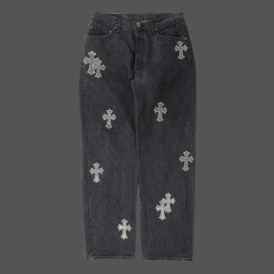 Chrome Hearts Pony Hair Cross Patch Jeans