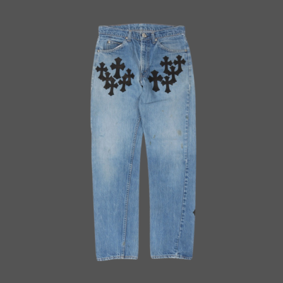 Chrome Hearts Levi’s Cross Patch Jeans – Blue